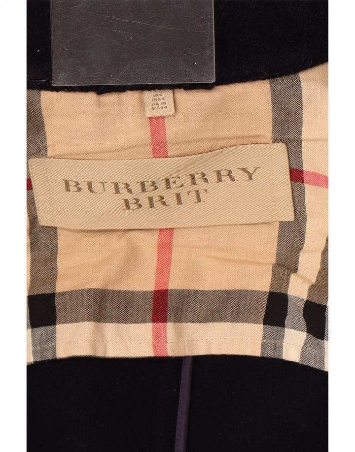 Burberry Duffle-coat à capuche surdimensionné pour femme UK 6 XS Bleu marine en laine classique