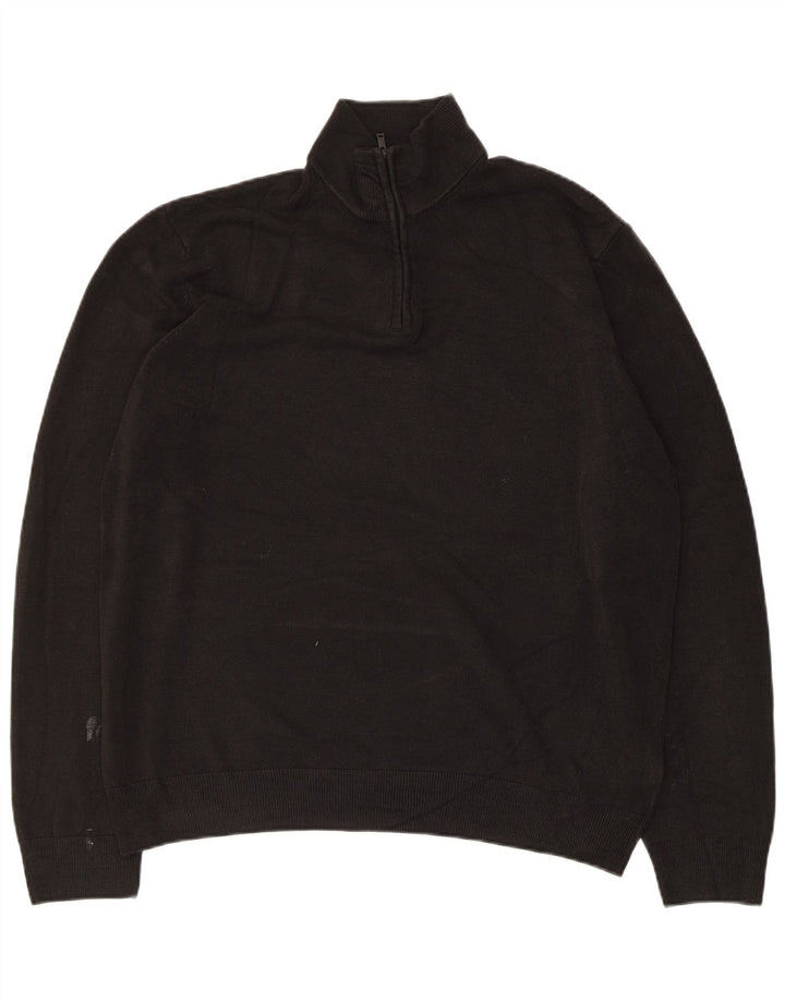 Marks & Spencer Pull col zippé pour homme XL Noir Acrylique