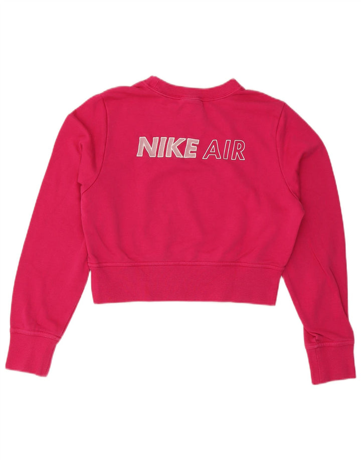 Nike Womens Crop Graphic Sweatshirt Jumper UK 14 Coton Rose Moyen