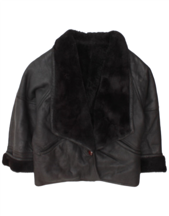 Veste Shearling Femme Vintage IT 46 Grand Shearling Noir