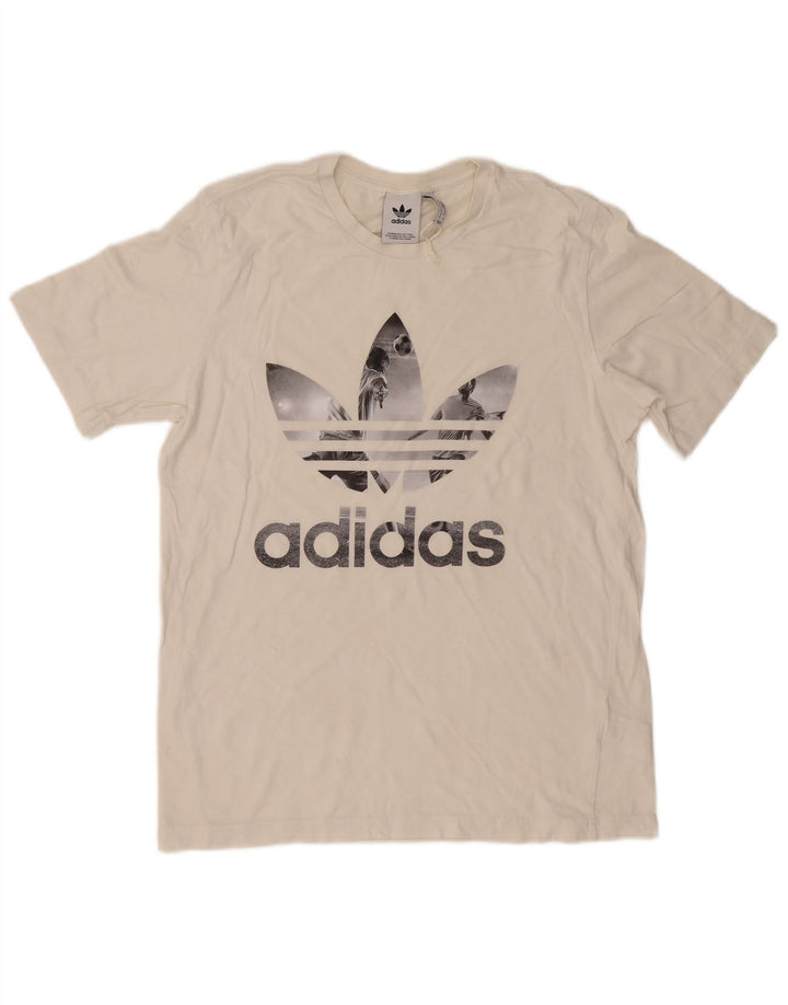 Adidas T-shirt graphique pour homme en coton blanc moyen