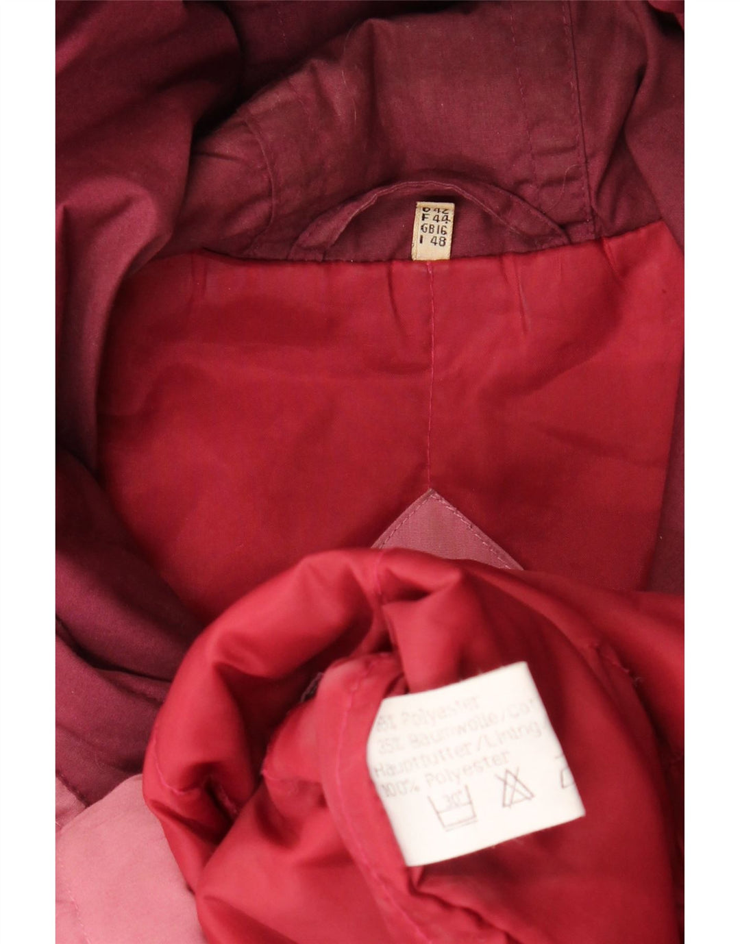 vintage Femmes À Capuchon Surdimensionné Manteau Rembourré UK 16 Grand Polyester Rose