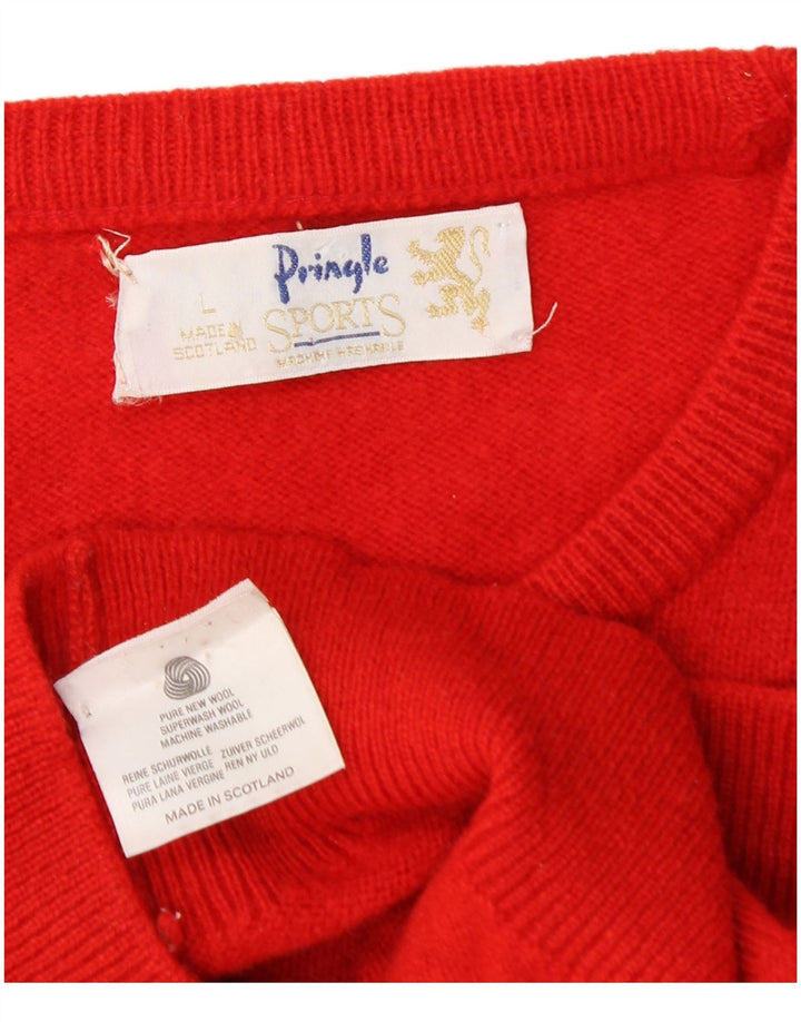 PRINGLE Pull à col rond pour homme en laine vierge rouge de grande taille