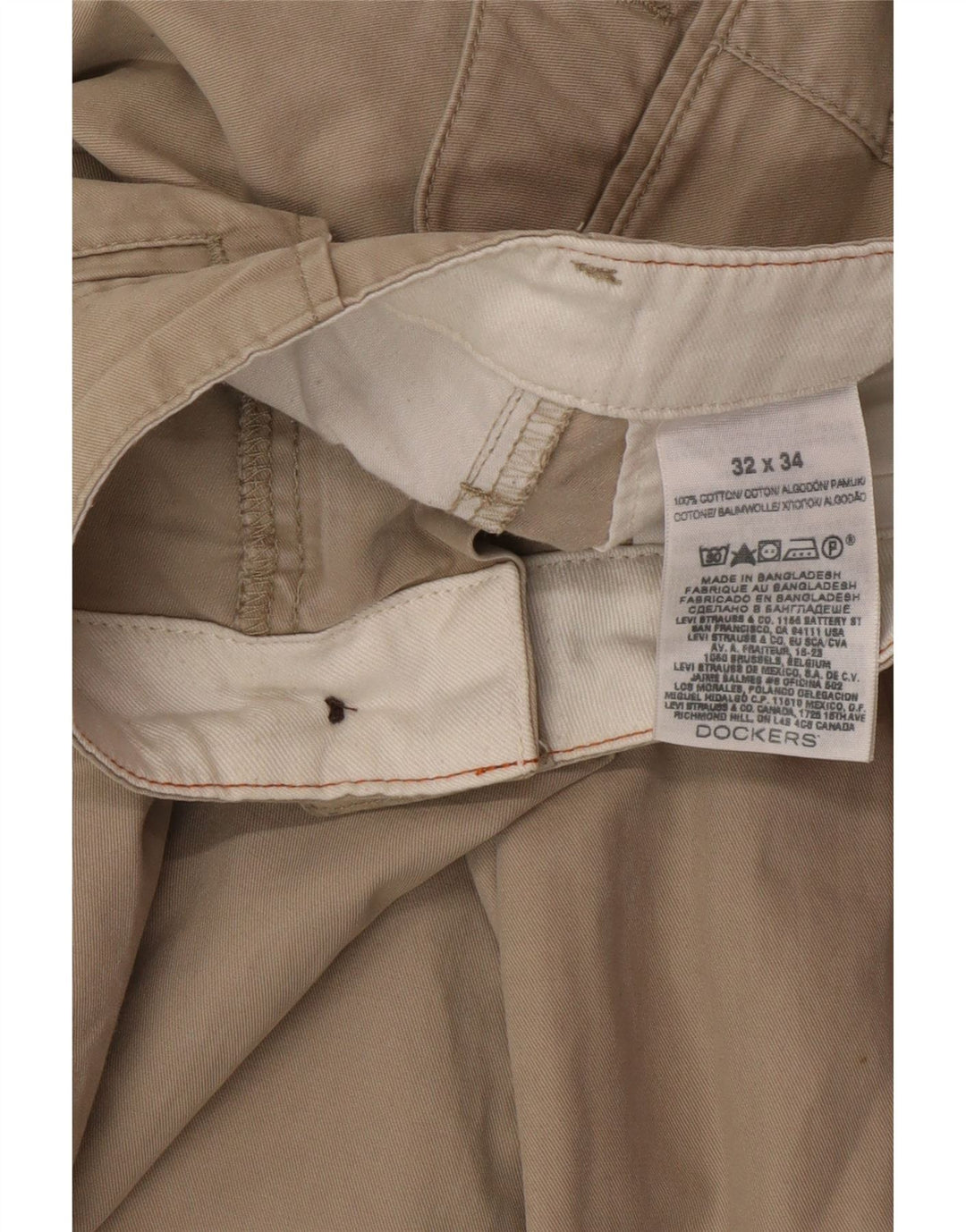 DOCKERS Pantalon Chino Droit Homme W32 L34 Beige Coton Classique