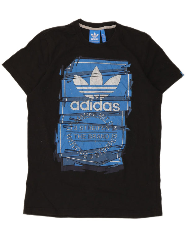 Adidas T-shirt graphique à trois rayures pour hommes, grand coton noir