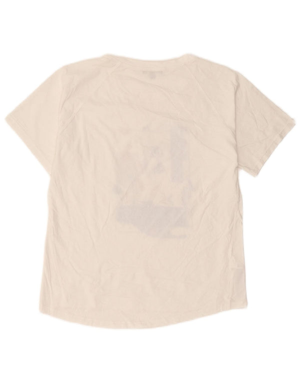 Massimo Dutti T-shirt graphique surdimensionné pour femme UK 6 XS Blanc Coton