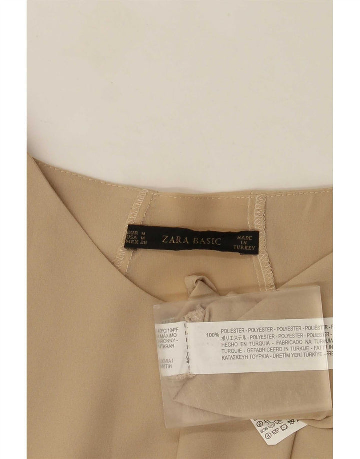 Zara Chemisier à manches longues pour femme UK 14 Polyester beige moyen