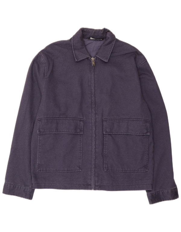 Zara Mens Bomber Jacket UK 38 Moyen Bleu Marine Coton