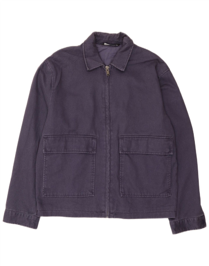 Zara Mens Bomber Jacket UK 38 Moyen Bleu Marine Coton