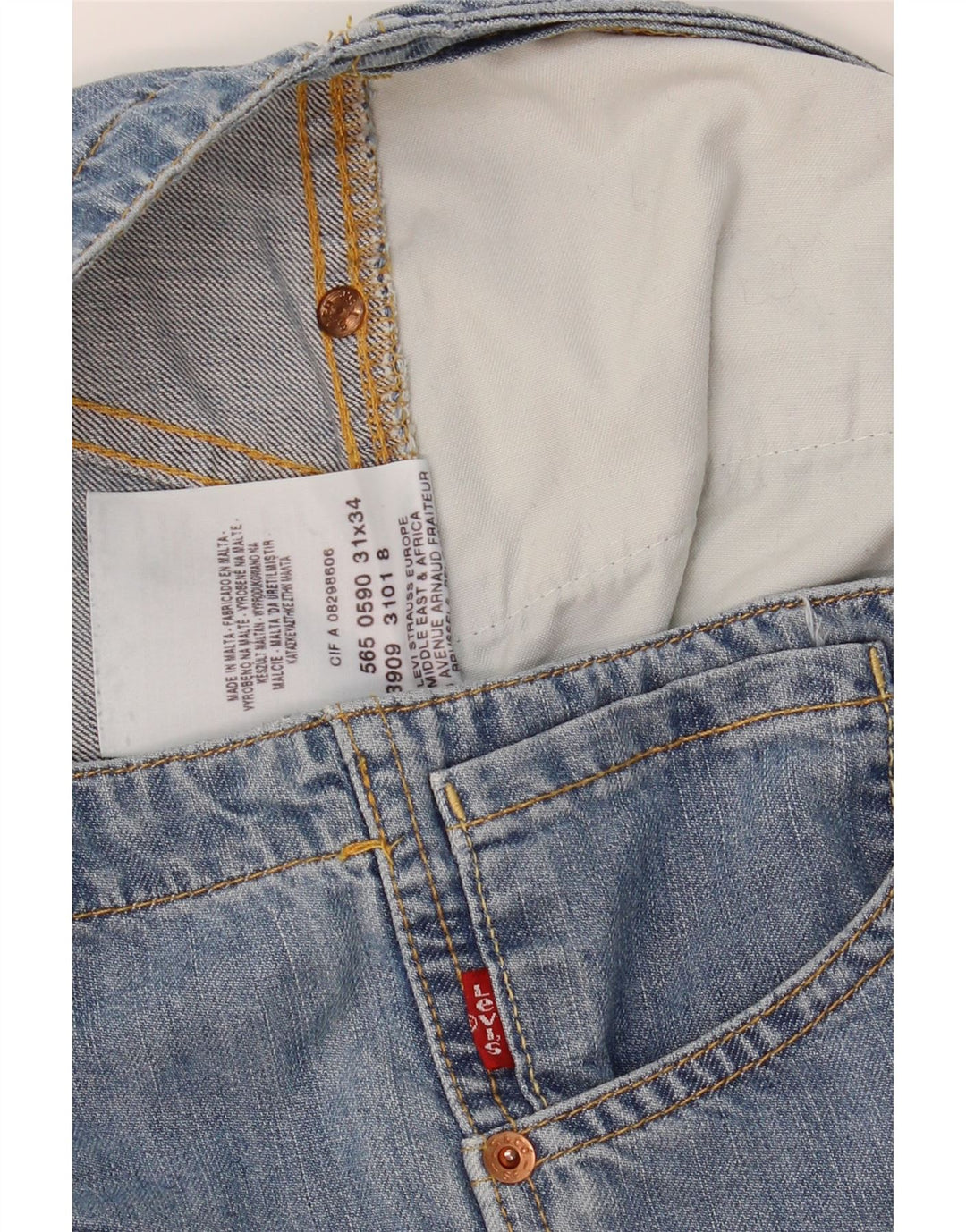 LEVI'S Womens Straight Jeans W31 L30 Blue Cotton Vintage Levi's and Second-Hand Levi's from Messina Hembry 