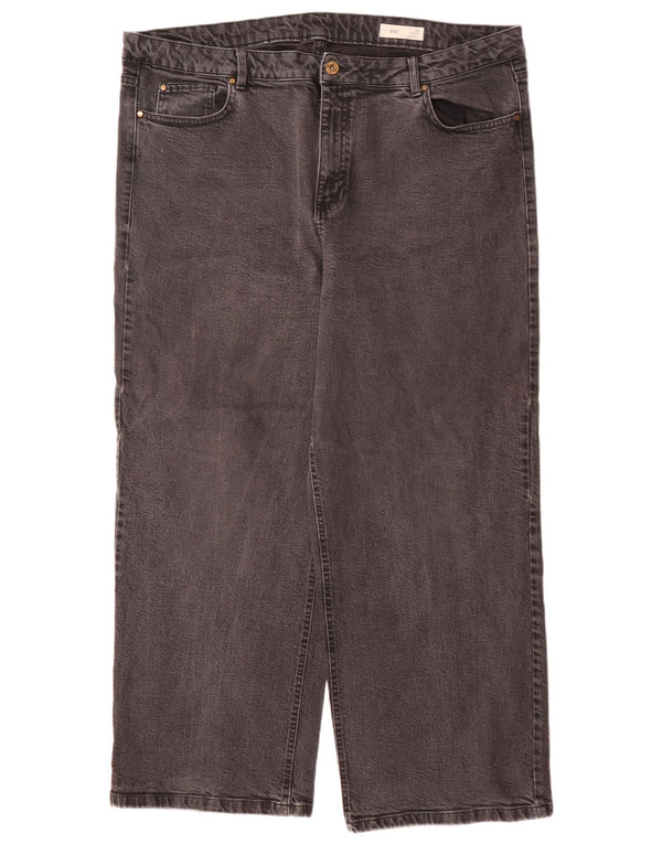 Marks & Spencer Jean taille haute jambe large pour femme UK 22 3XL W44 L29 Gris