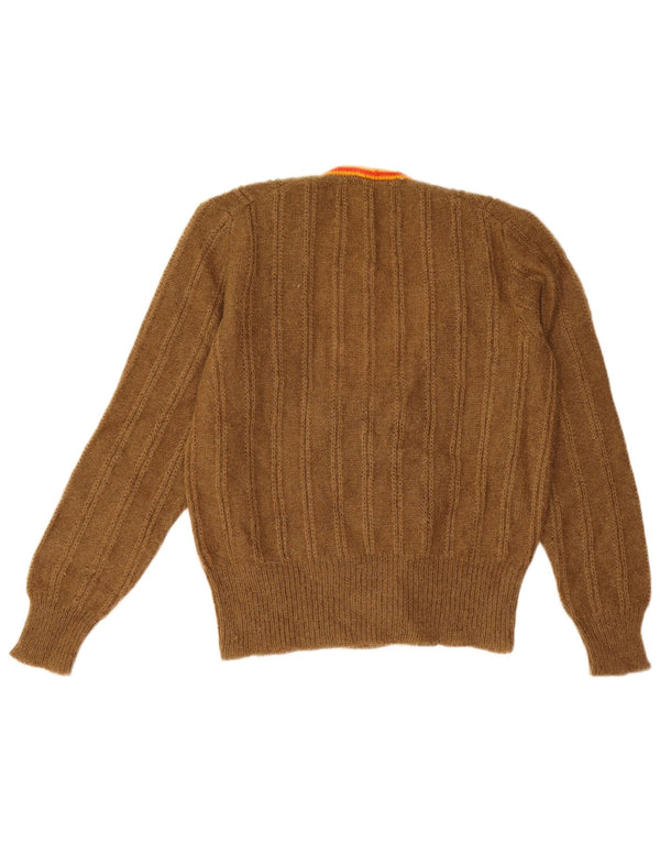 vintage Femme Cardigan Pull UK 14 Beige Moyen