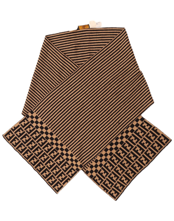 Fendi Châle Femme IT 42 Créateur De Laine Mérinos Rayée Beige Moyen