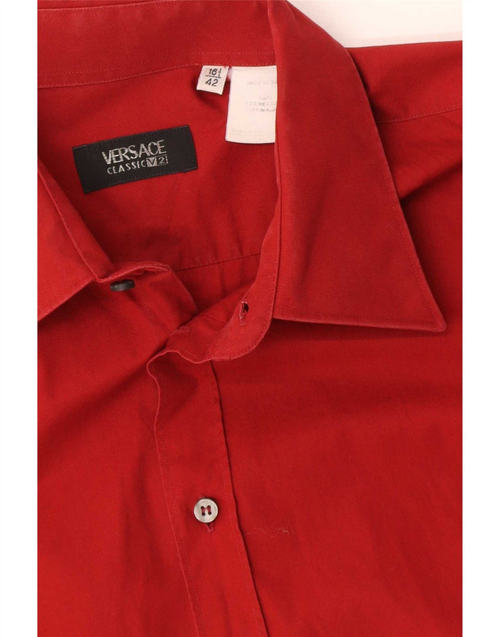 Versace Chemise Homme Taille 42 16 1/2 Grand Coton Rouge