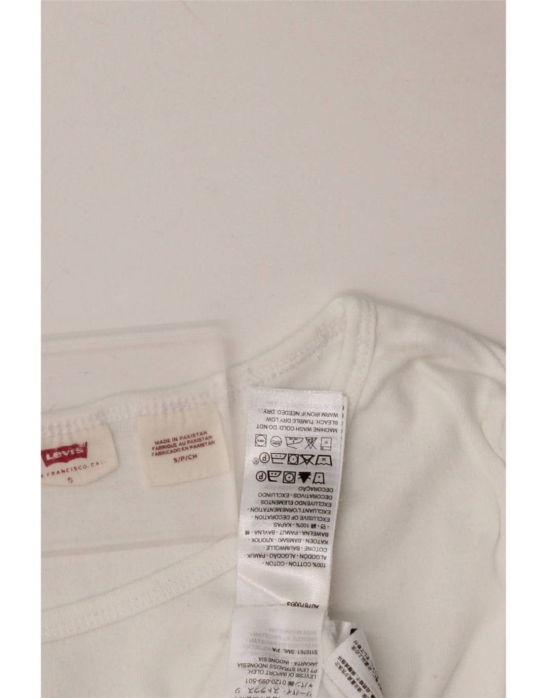 LEVI'S Haut court à manches longues pour femme UK 10 Petit coton blanc