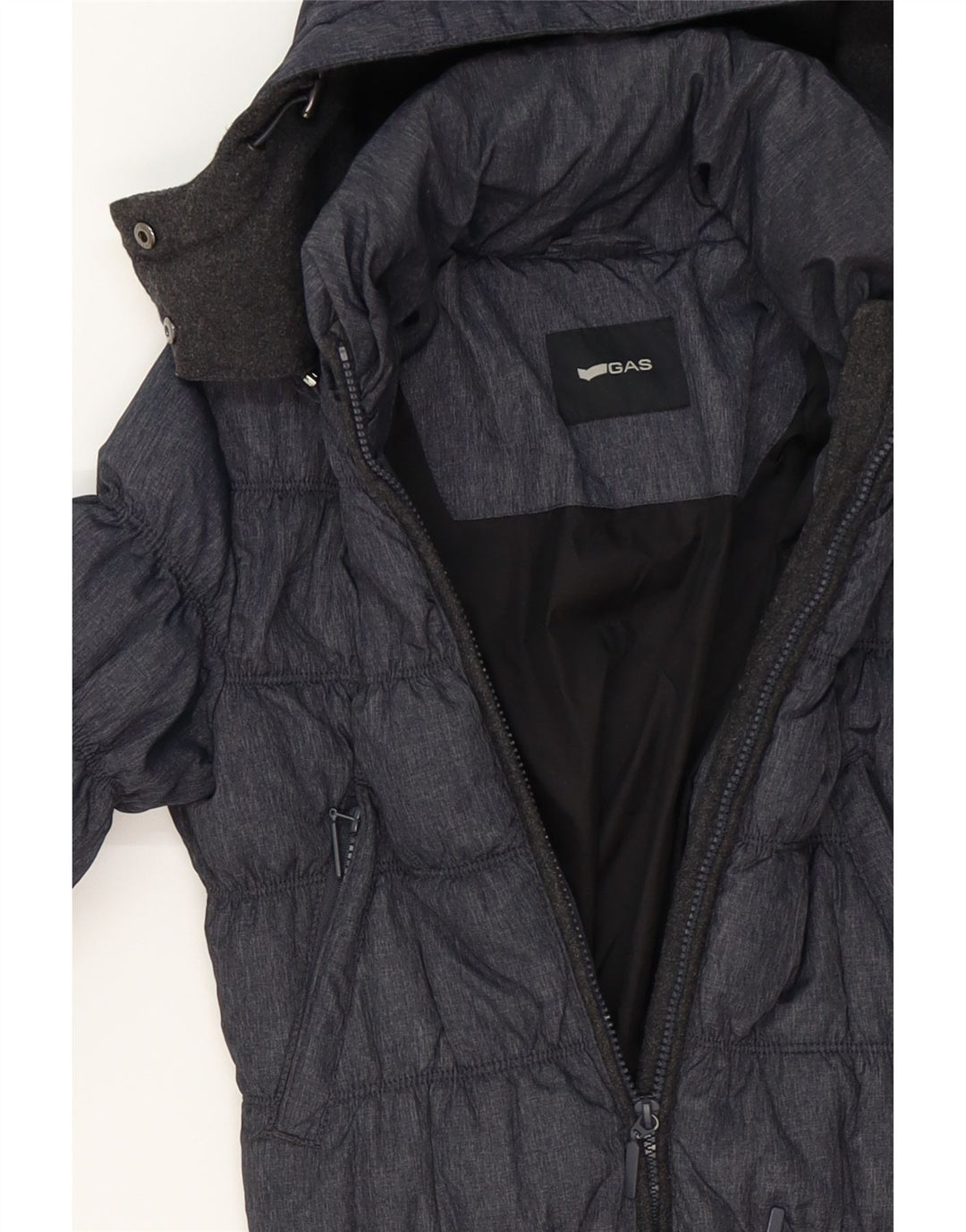GAS Womens Hooded Padded Coat UK 10 Small Grey Polyamide Vintage Gas and Second-Hand Gas from Messina Hembry 