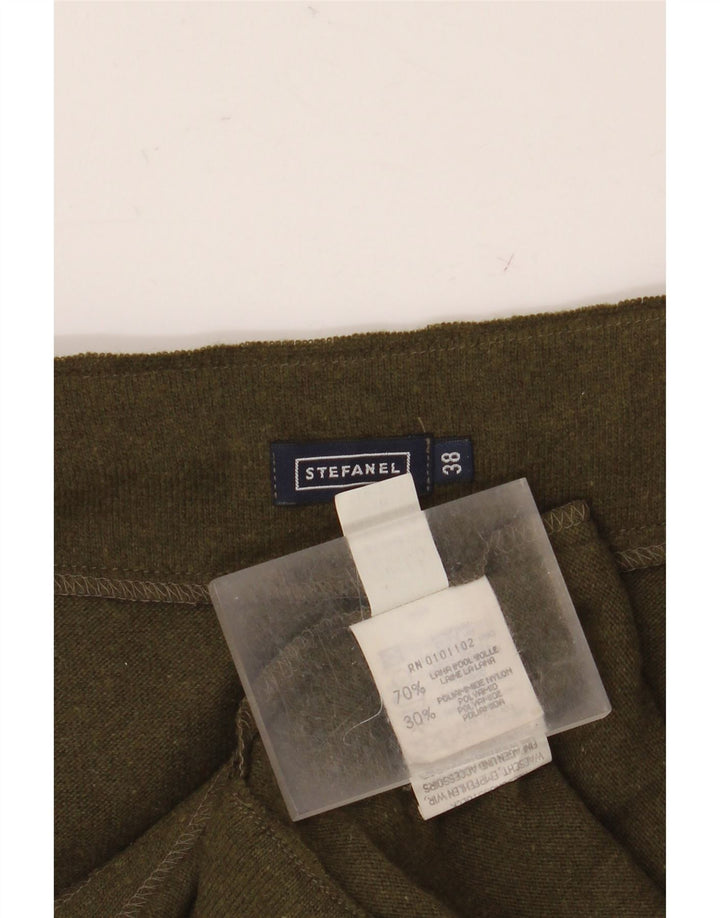 Stefanel Jupe trapèze en tricot pour femme EU 38 Medium W28 Laine kaki