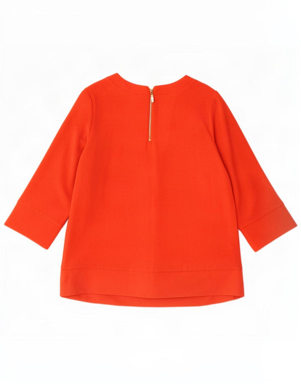 Marks & Spencer Womens Top 3/4 Sleeve UK 12 Medium Orange Polyester