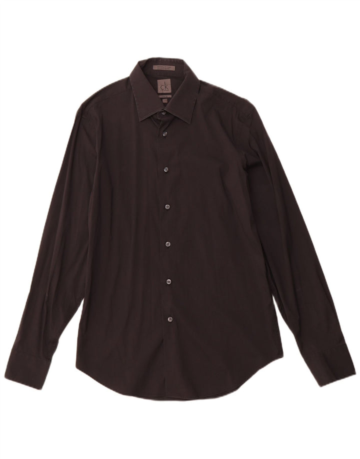 CALVIN KLEIN Chemise Slim Fit Homme Taille 39 15 1/2 Coton Noir Moyen