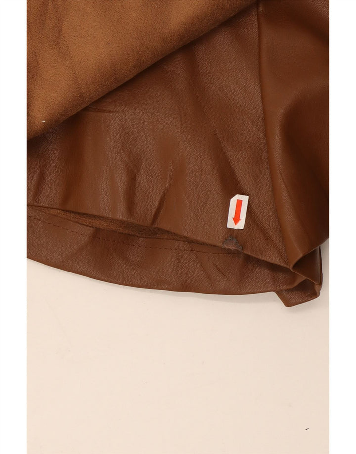 ZARA Short en simili cuir pour femme XS W25 Marron Polyester