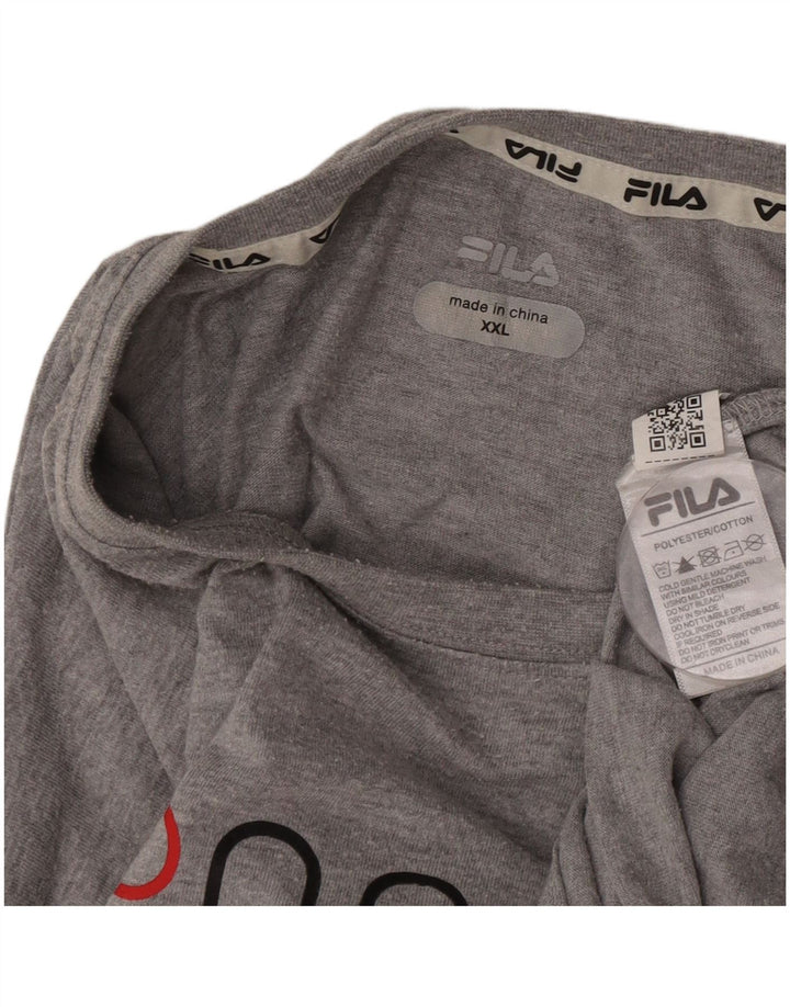 Fila T-Shirt Graphique Homme Top 2XL Gris Moucheté Polyester