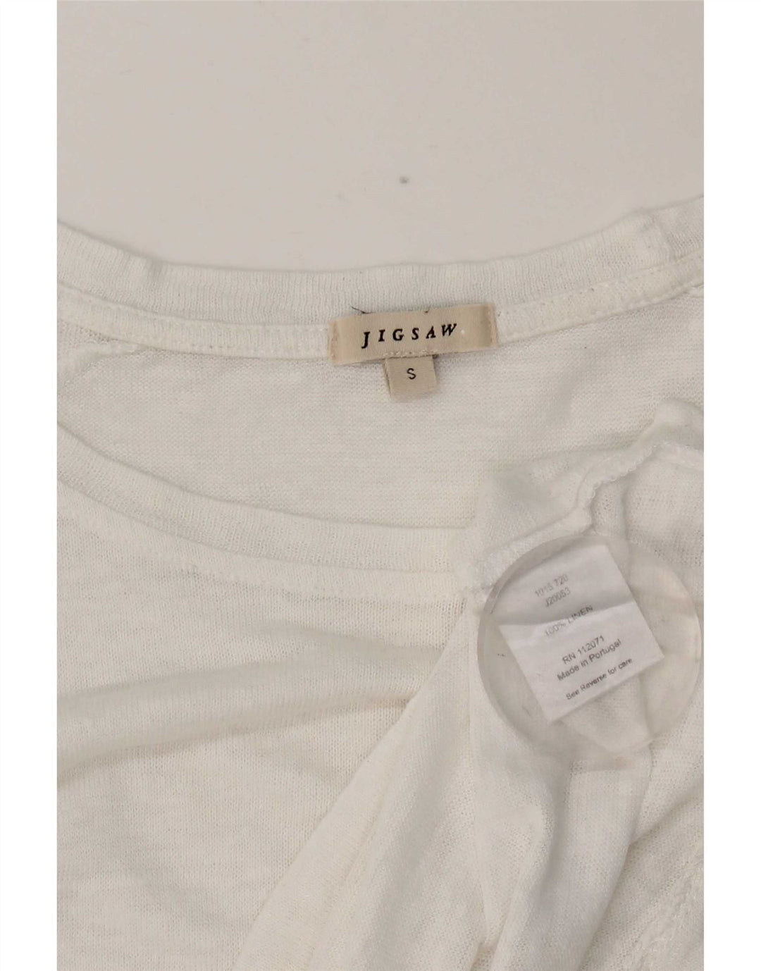 Jigsaw Haut pour Femme Manches 3/4 UK 10 Petit Lin Blanc