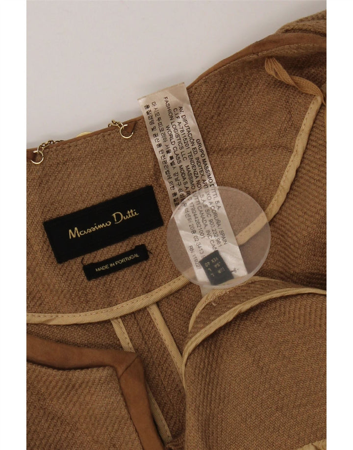 Massimo Dutti Veste blazer ouverte à manches 3/4 pour femme UK 16 Large Marron Lin