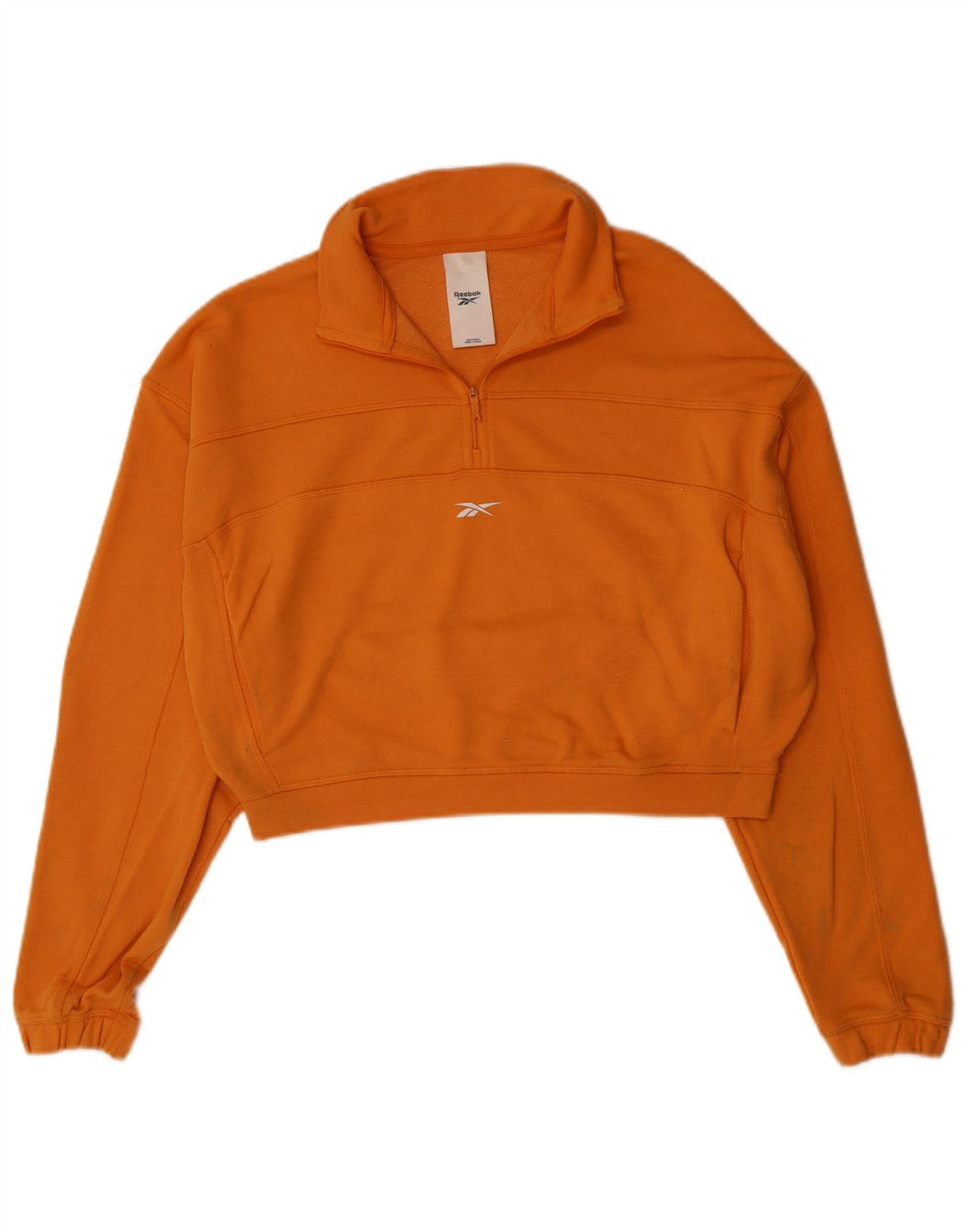REEBOK Sweat-shirt court à col zippé pour femme UK 14 Orange moyen
