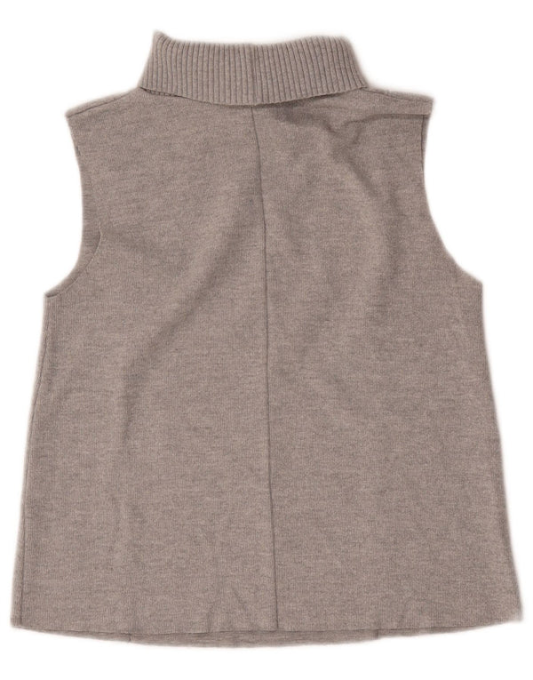 Zara Womens Roll Neck Vest Débardeur UK 10 Petit Gris Polyester