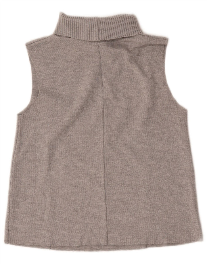 Zara Womens Roll Neck Vest Débardeur UK 10 Petit Gris Polyester