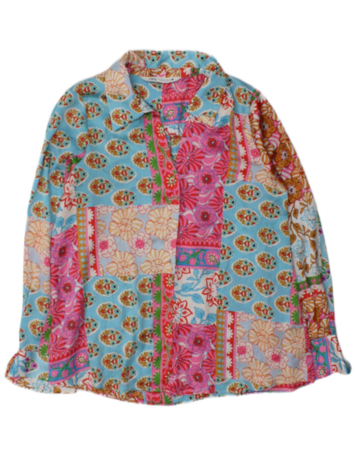 Zara Chemisier à manches longues pour femme UK 44 Medium Multicolore Patchwork