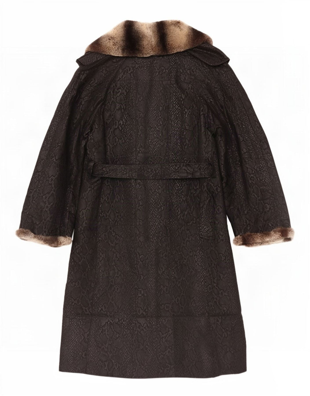 manteau en cuir femme vintage UK 10 petit imprimé animal noir