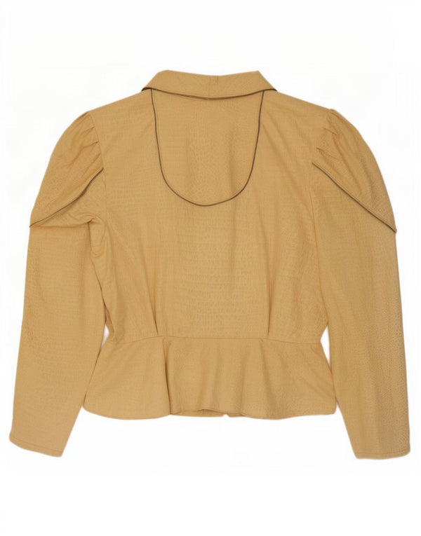 veste blazer femme vintage UK 14 imprimé animal beige moyen
