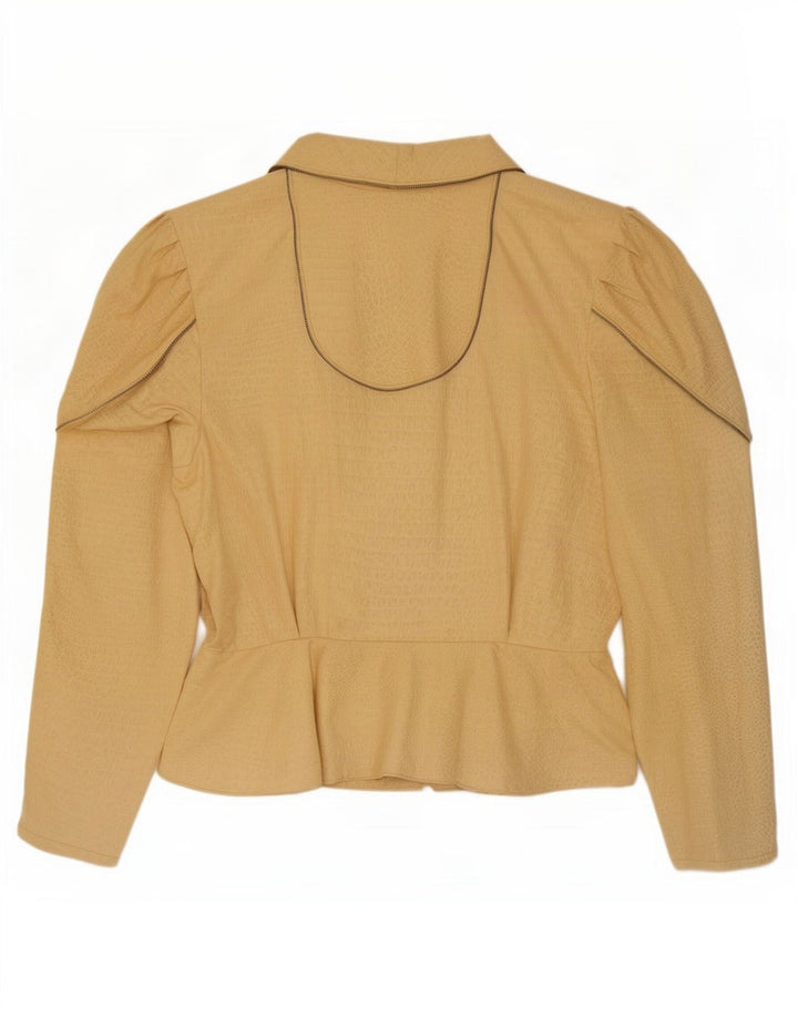 veste blazer femme vintage UK 14 imprimé animal beige moyen