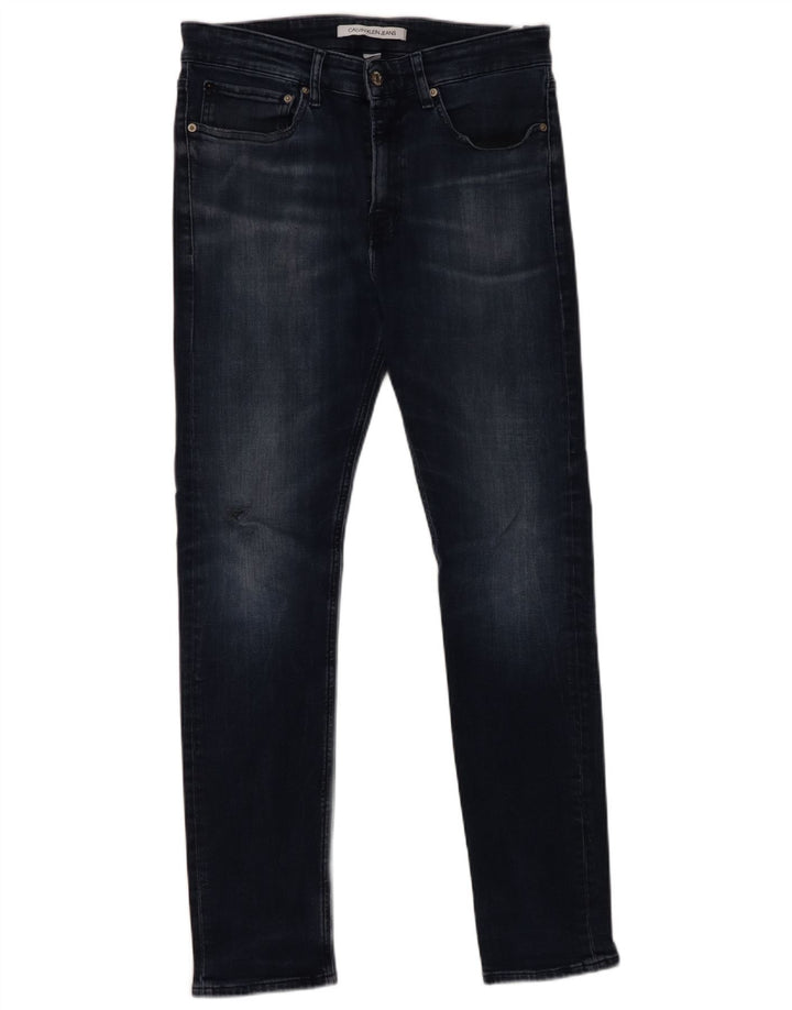 CALVIN KLEIN Jean Slim Homme W33 L32 Bleu Marine Coton