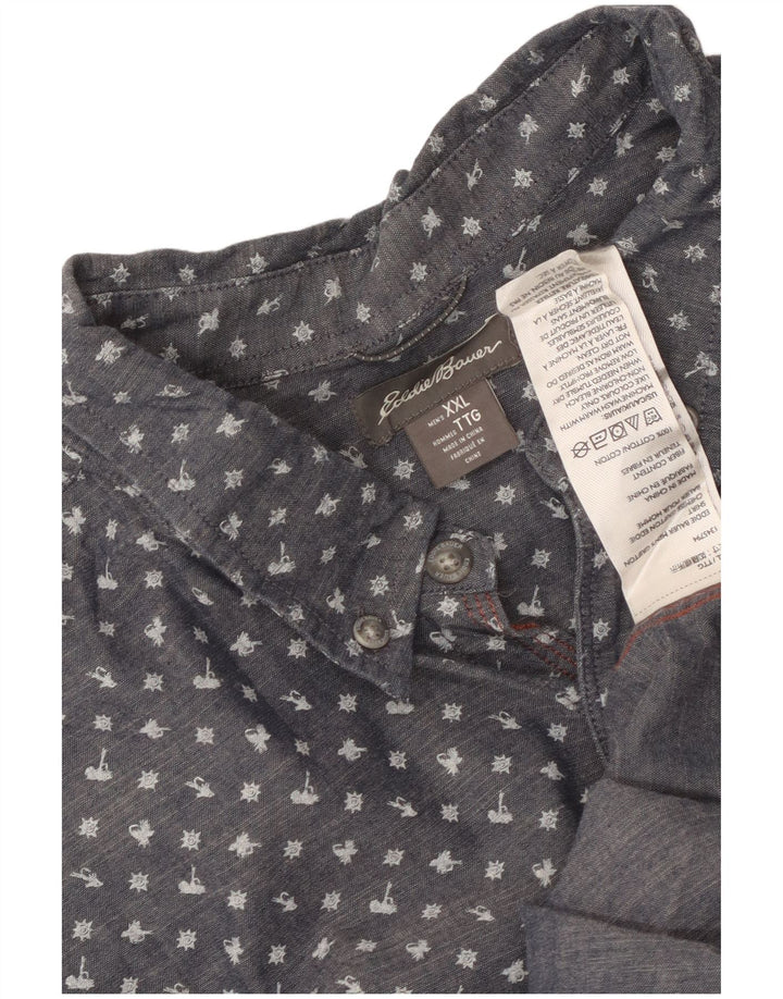 Eddie Bauer Chemise à manches courtes pour homme 2XL en coton à pois bleu