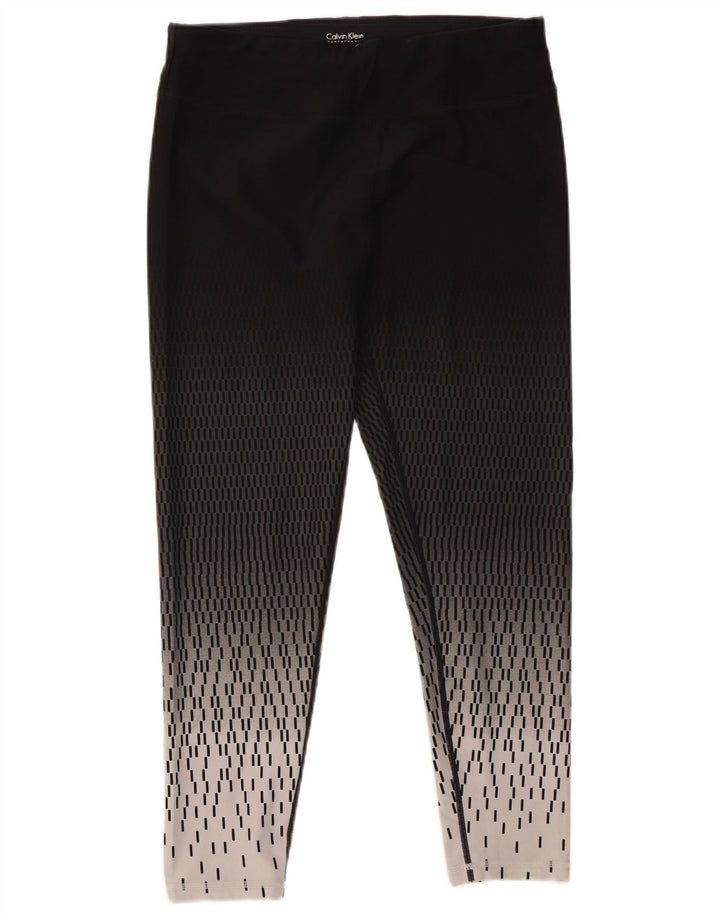 Calvin Klein Leggings Femme UK 14 Large Noir Géométrique