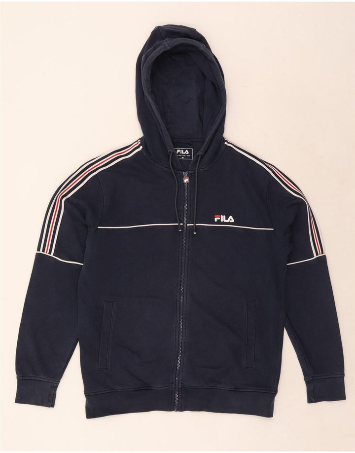 Fila Sweat à Capuche Zippé Graphique Homme Bleu Marine Rayé Moyen
