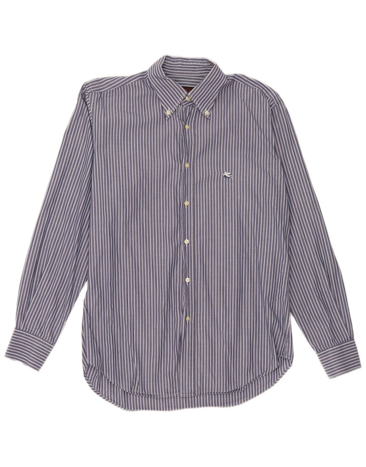 Etro Chemise Homme Taille 41 Grand Coton Rayé Bleu Marine