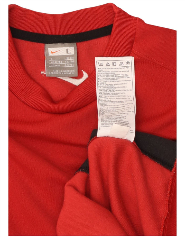 NIKE Sweat-shirt pour homme UK 42/44 Grand Rouge Colorblock Polyester