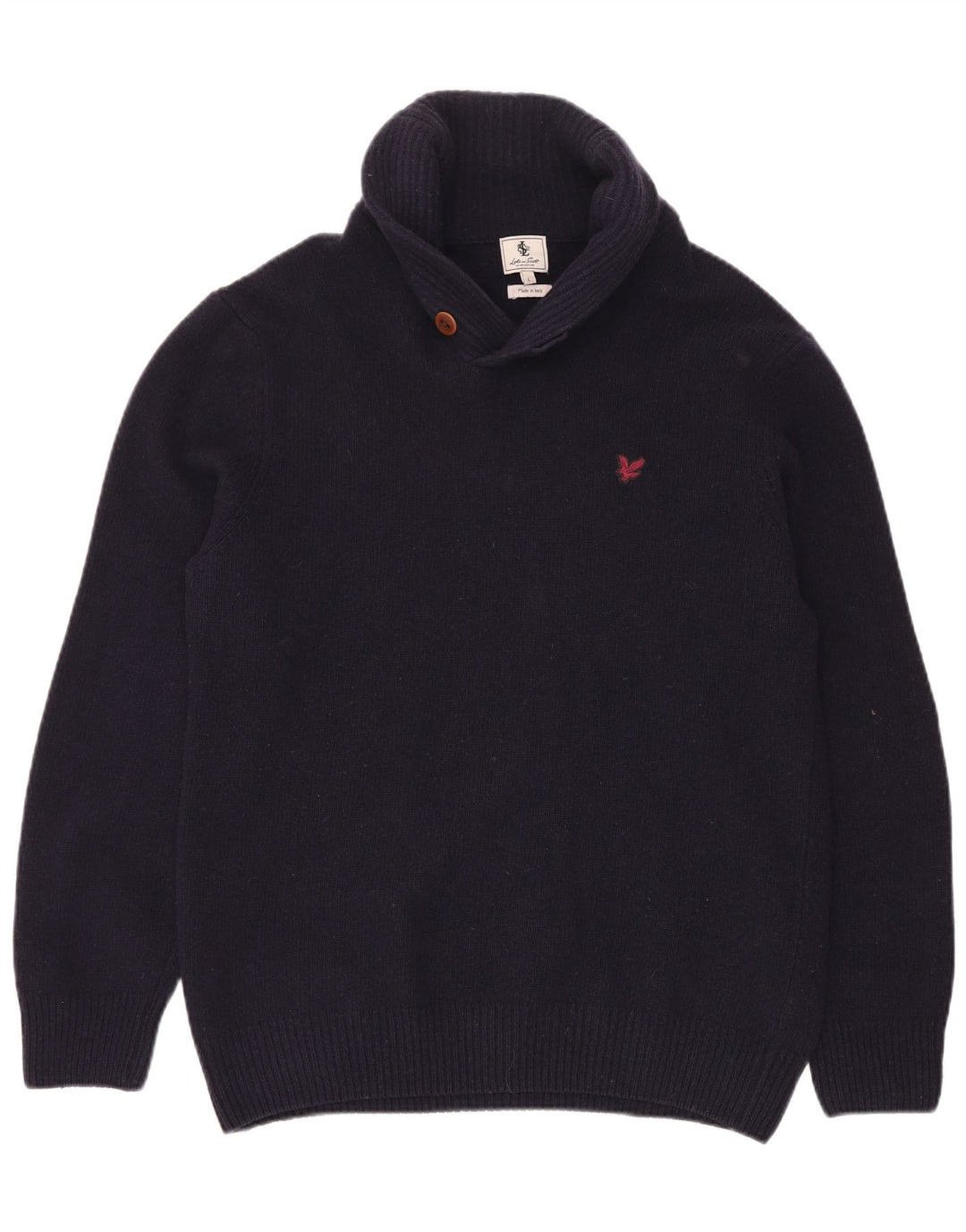 Lyle & Scott Pull à col châle pour homme en laine bleu marine