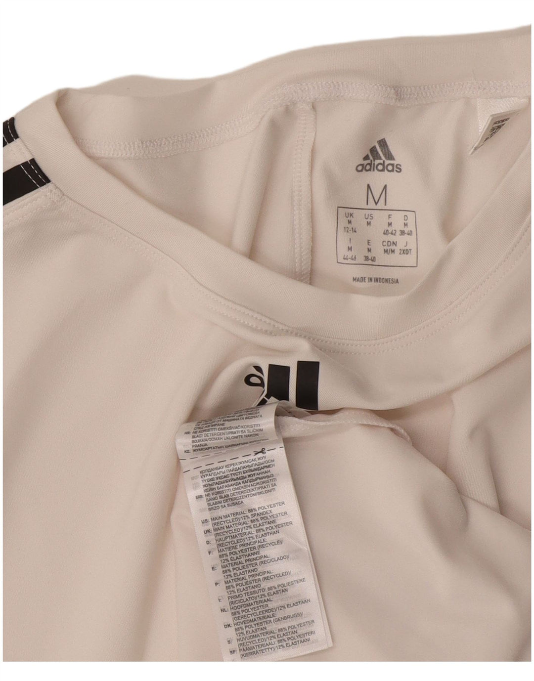 Adidas T-shirt graphique pour femme UK 12/14 Polyester blanc moyen