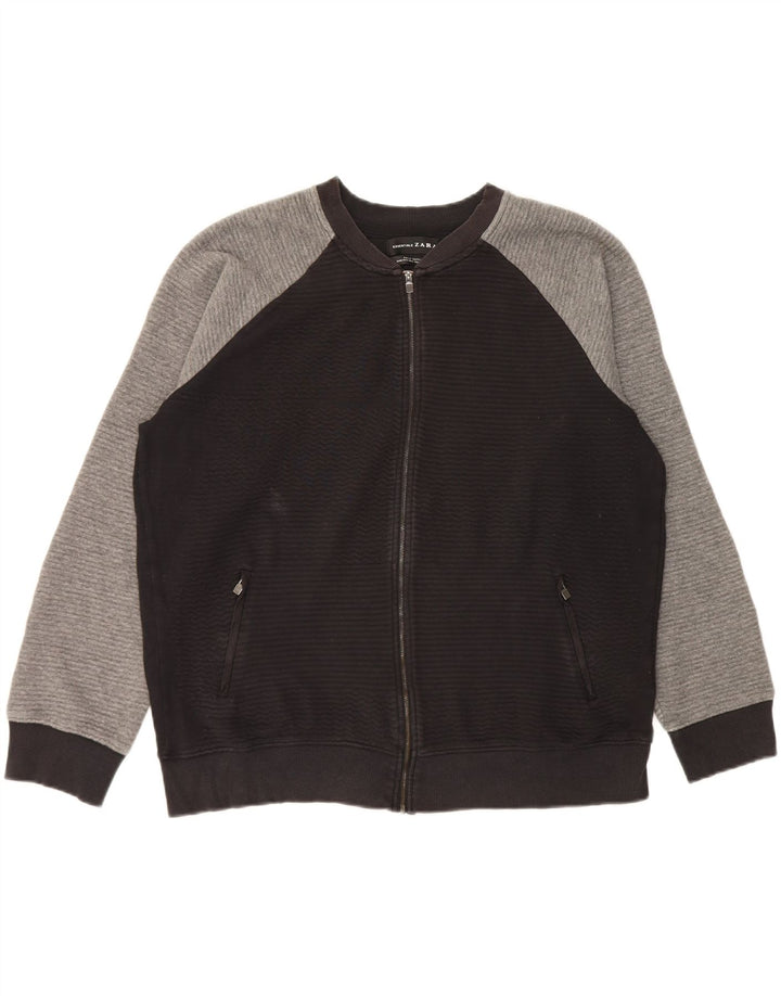 Zara Veste de survêtement pour homme 2XL en coton color block noir