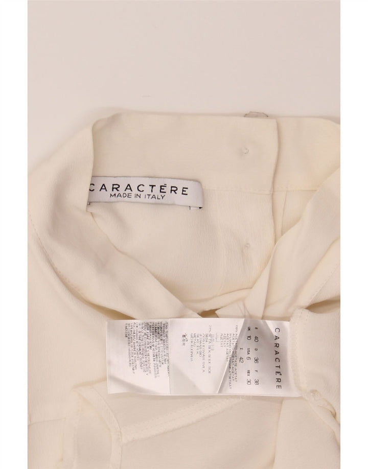 CARACTERE Chemisier chemise à nouer sur le devant pour femme UK 10 Petit acétate blanc