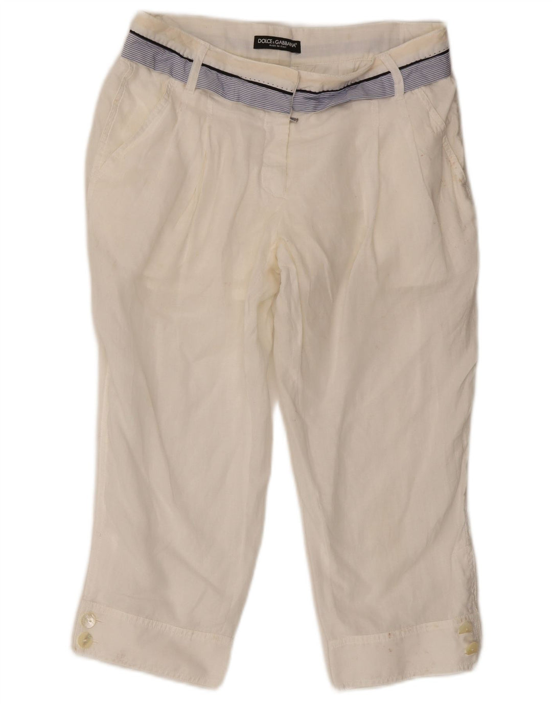 Dolce & Gabbana Pantalon Capri Pour Femme IT 42 Moyen W30 L21 Blanc