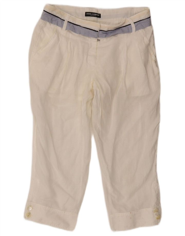 Dolce & Gabbana Pantalon Capri Pour Femme IT 42 Moyen W30 L21 Blanc