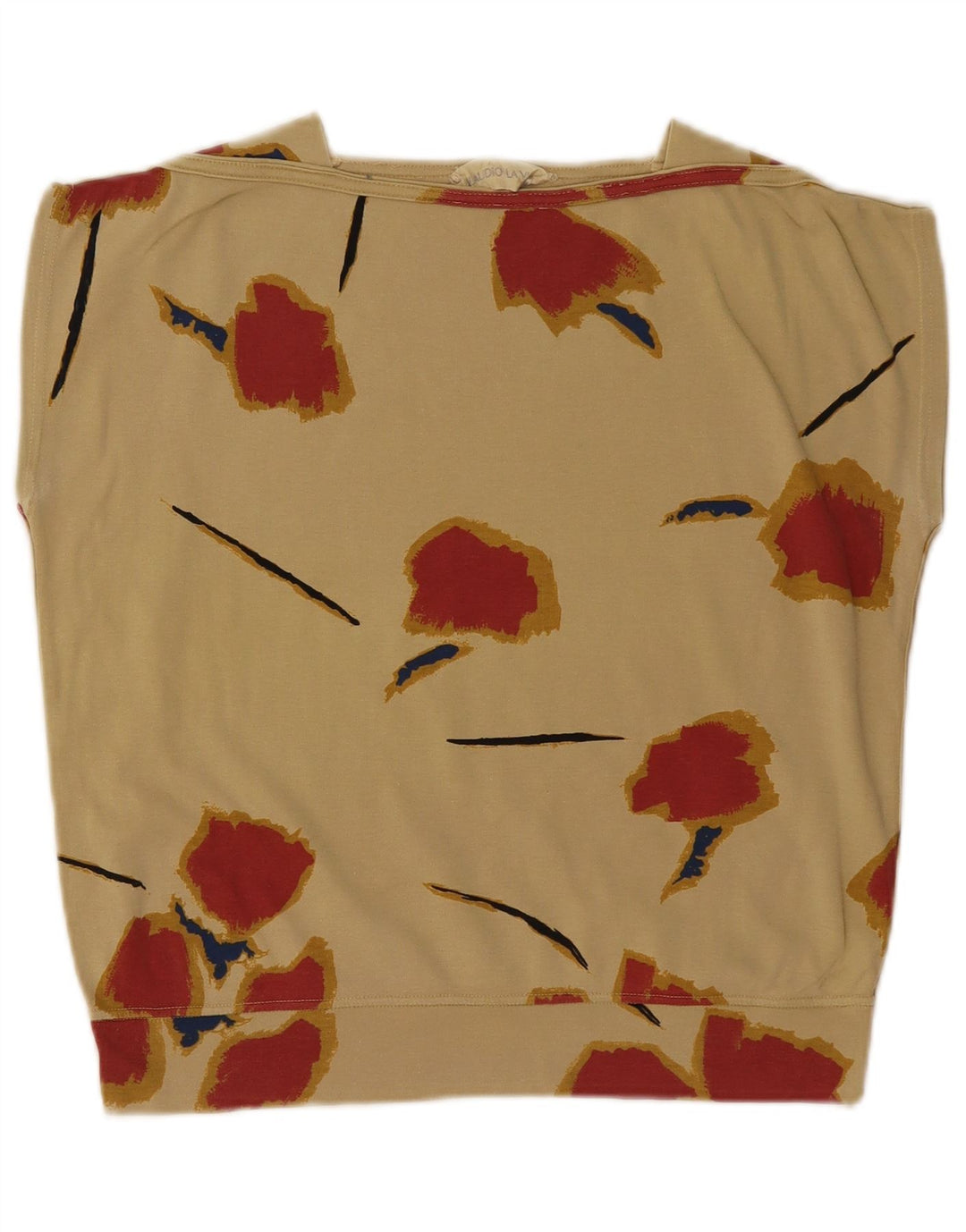 VINTAGE Womens Abstract Pattern Blouse Top IT 42 Medium Beige