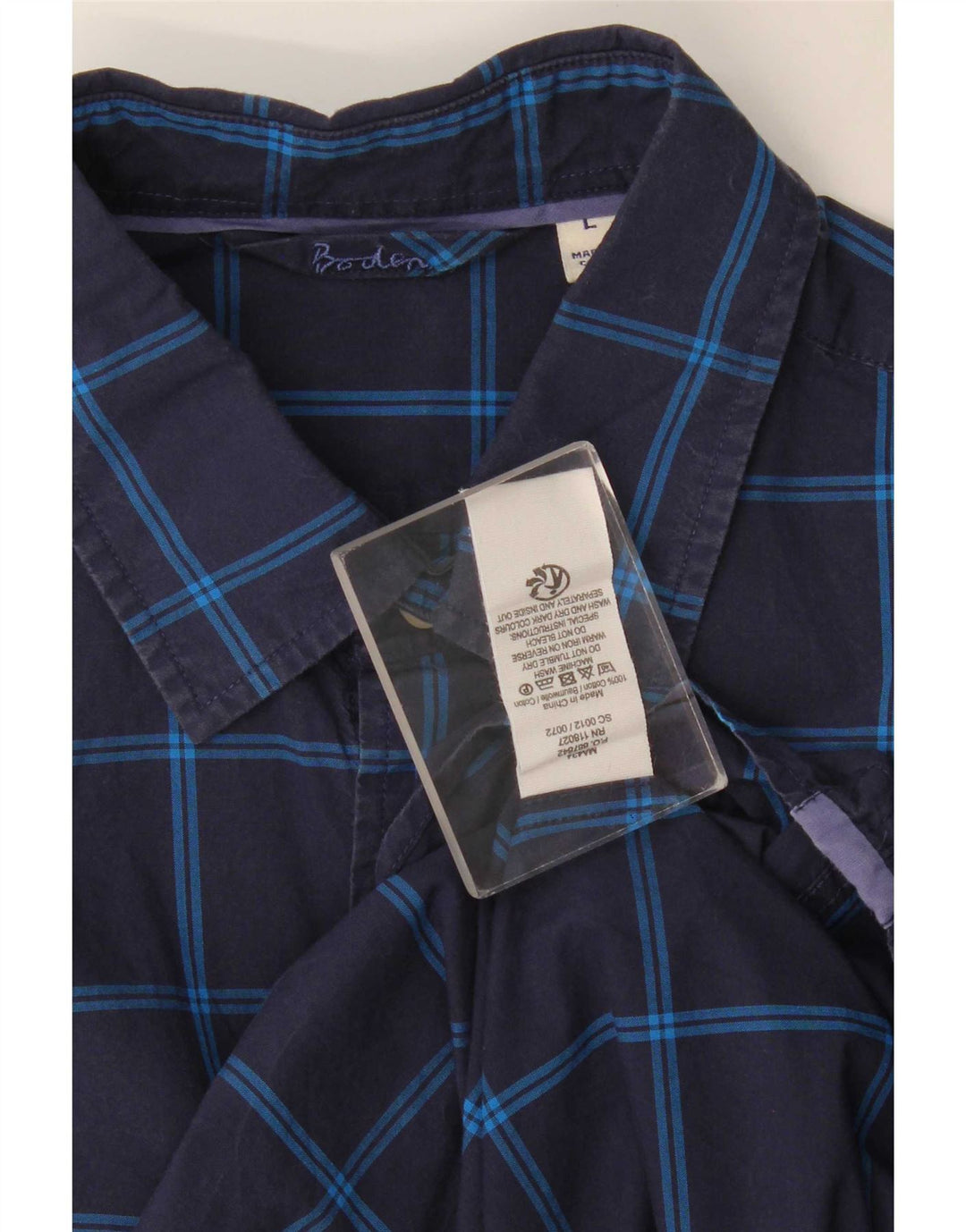 Chemise Boden Homme Grand Carreau Bleu Marine Coton