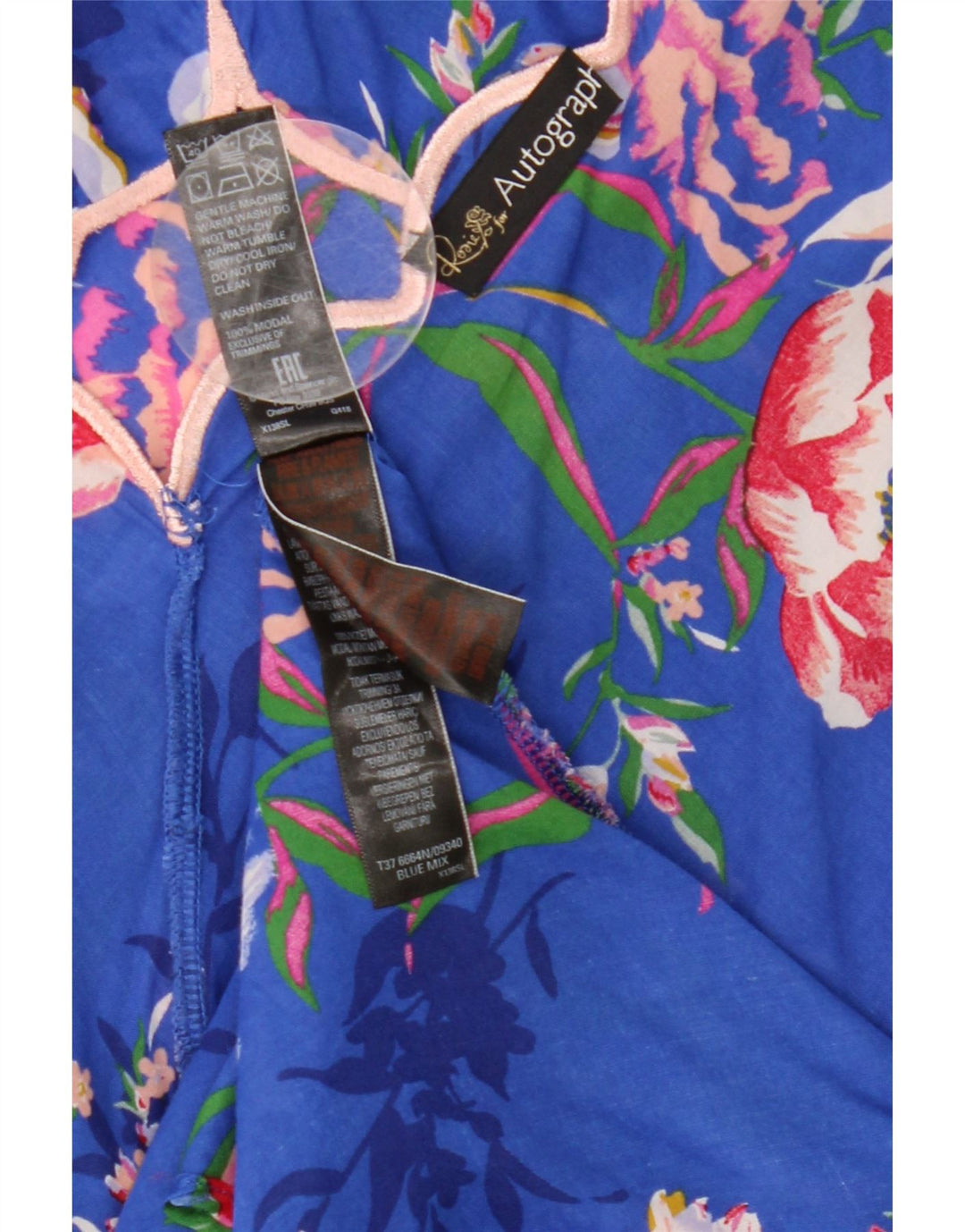 Marks & Spencer Robe d'été autographe pour femme UK 12 Bleu moyen floral
