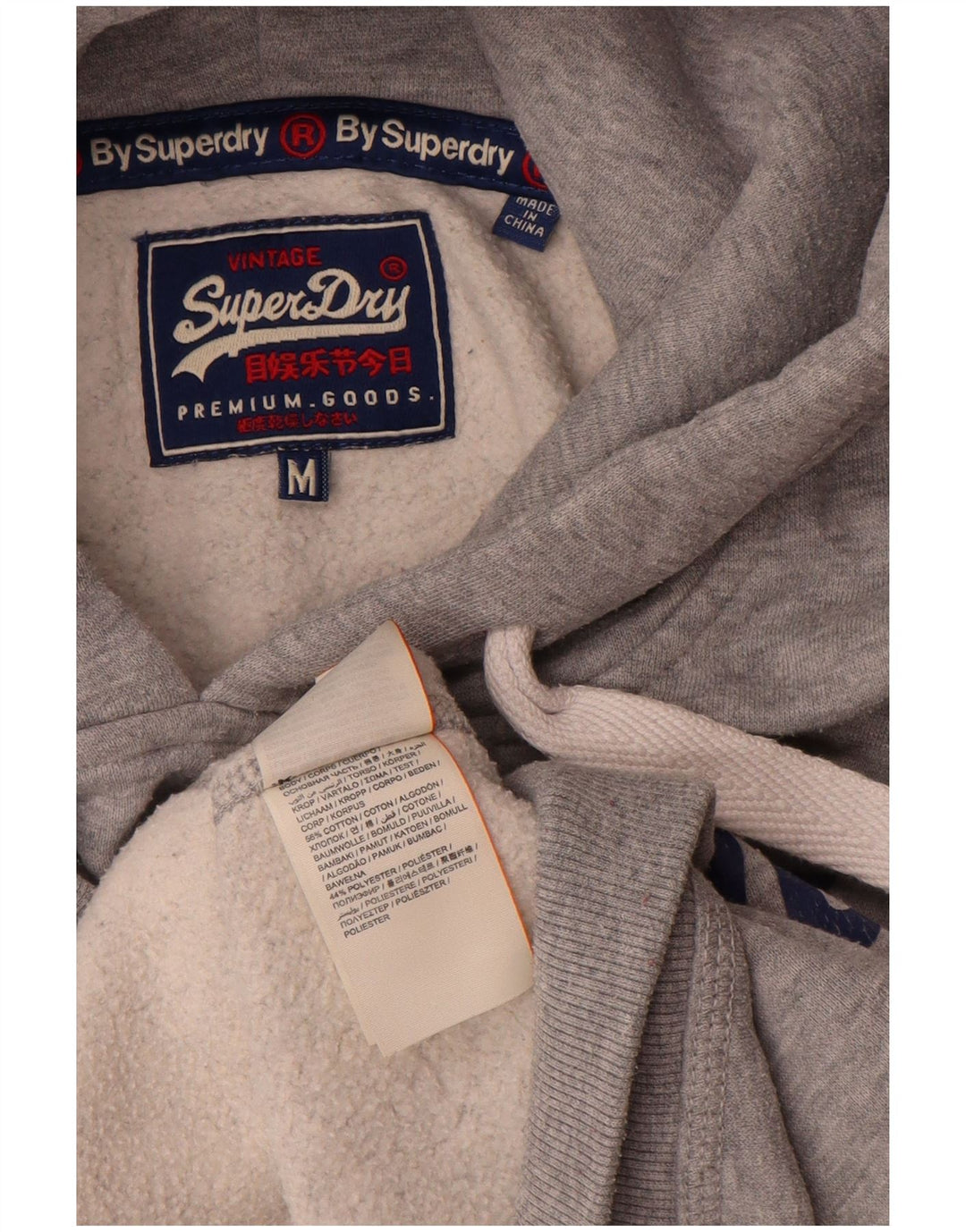 Superdry Pull à Capuche Graphique Homme Gris Moyen Moucheté Coton